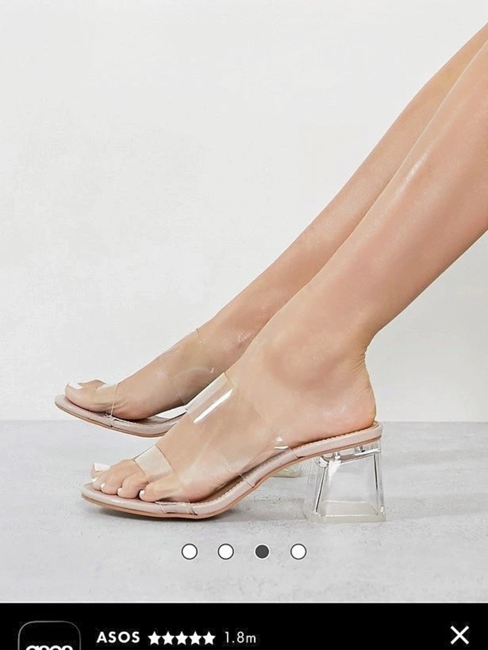 ASOS DESIGN Wide Fit clear block heel mules - Pink - Never Worn